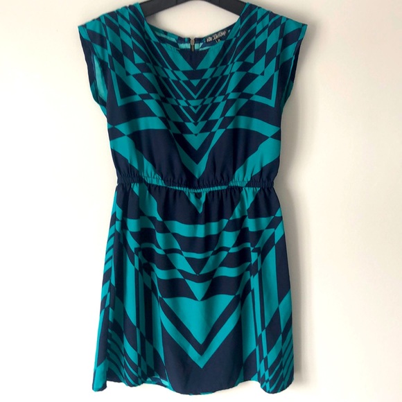BeBop navy/turquoise sleeveless summer dress - Picture 1 of 7